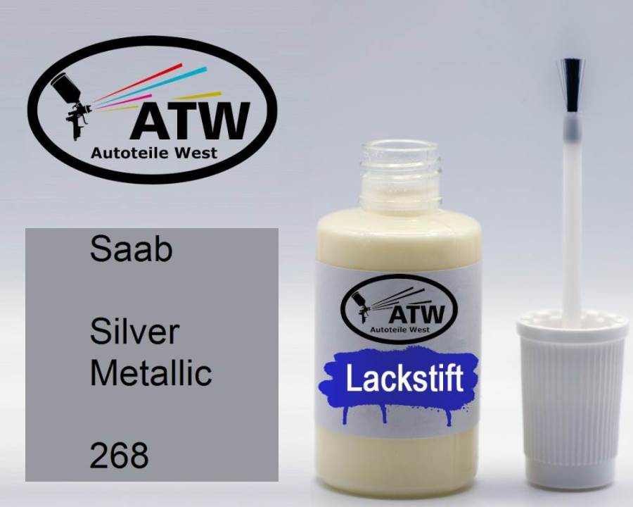 Saab, Silver Metallic, 268: 20ml Lackstift, von ATW Autoteile West.